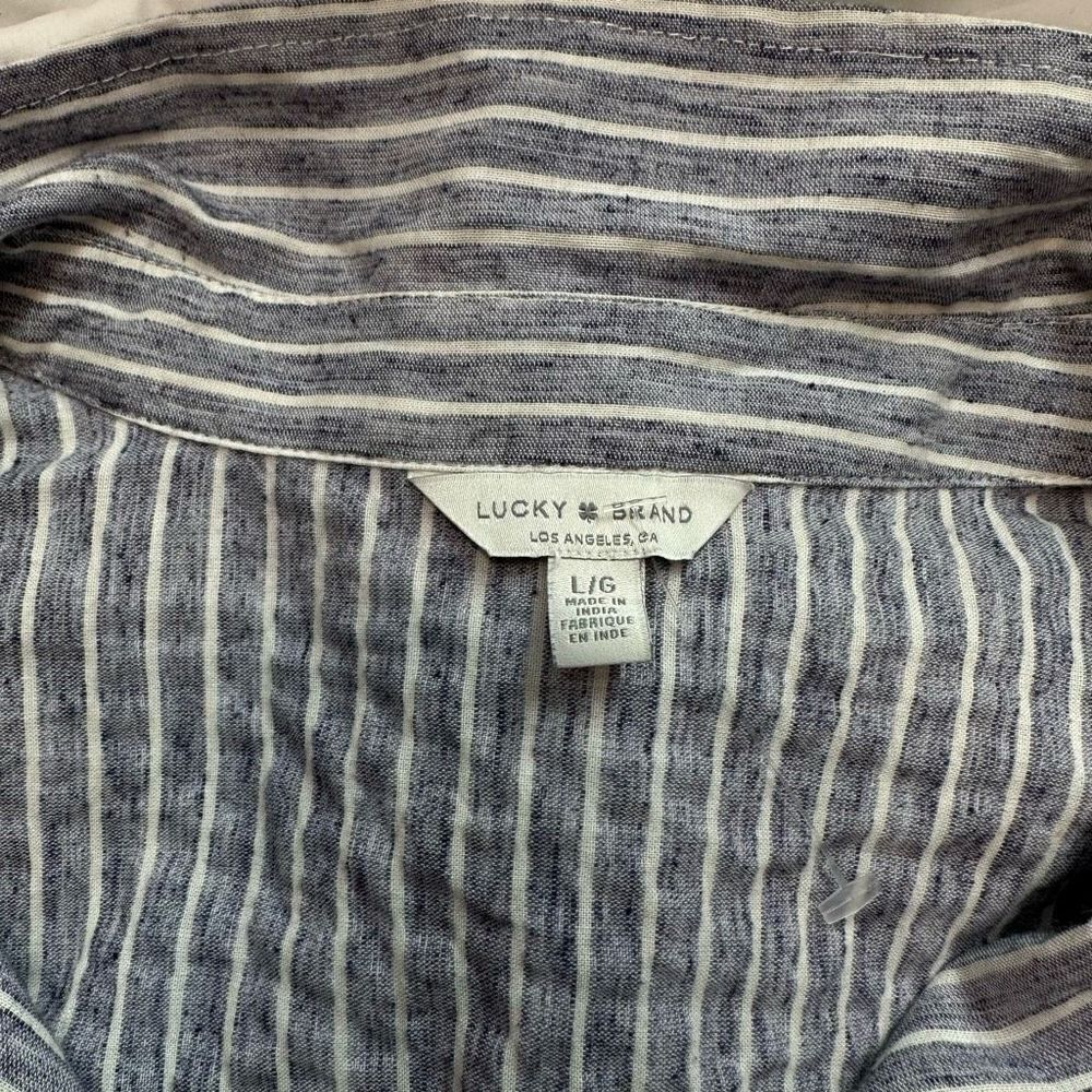 Lucky Brand Womens Striped Chambray Top Large Modern Casual Minimalist NWT - Picture 6 of 13